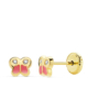 18K PENDIENTES ORO AMARILLO MARIPOSA ESMALTE 5X4.5 MM. CIERRE TUERCA 0