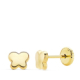 18K PENDIENTES ORO AMARILLO MARIPOSA LISA 5.5X4.5 MM CIERRE TUERCA 0