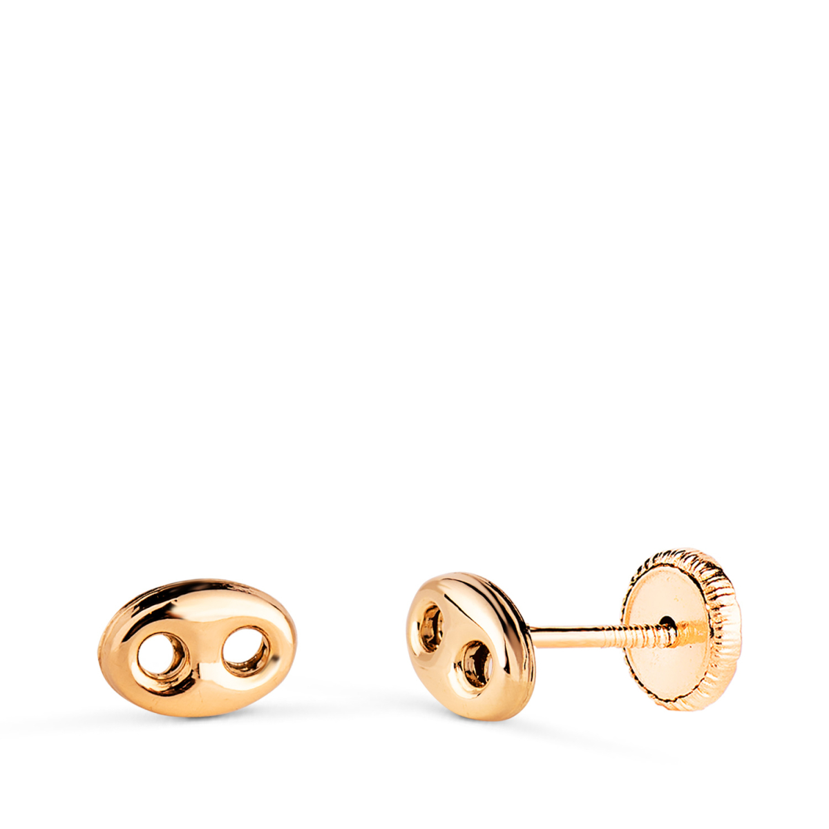 18K PENDIENTES ORO AMARILLO NUDO DE BARCO EN BRILLO. MEDIDA: 6 X 4 MM. CIERRE TUERCA 0
