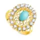 18K SORTIJA ORO AMARILLO CALADA CON PIEDRA TURQUESA 7X5 MM CON CIRCONITAS. MEDIDA: 19X16 MM. 3