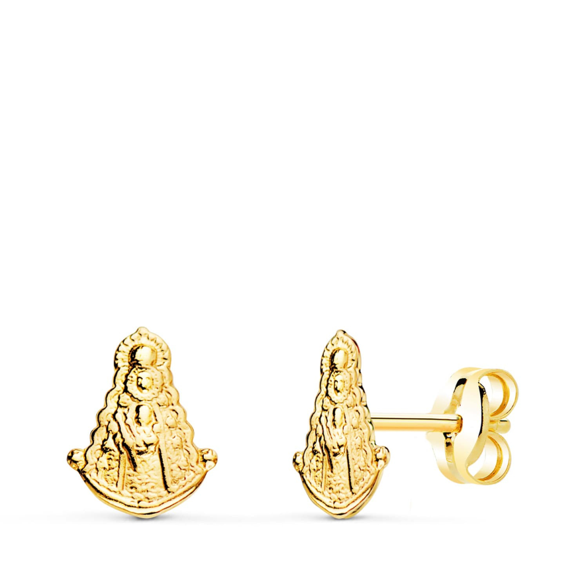 18K PENDIENTES ORO AMARILLO VIRGEN DEL ROCIO BRILLO PRESION 7