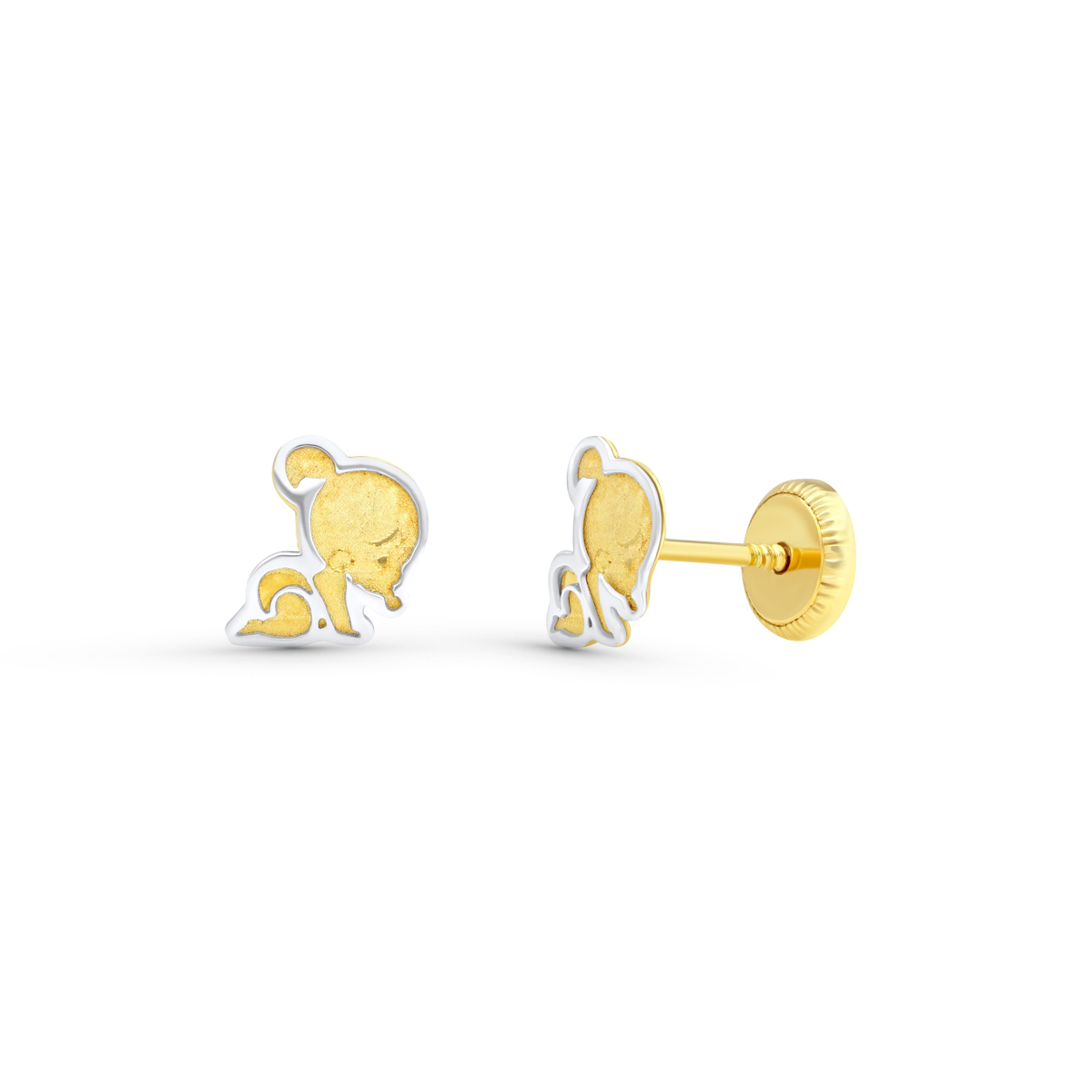 18K PENDIENTES BEBE BICOLOR 6X5 MM CIERRE TUERCA 0