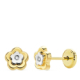 18K PENDIENTES FLOR ORO BICOLOR 6X6 MM CIERRE TUERCA 0
