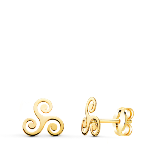 18K PENDIENTES ORO AMARILLO TRISQUEL BRILLO 7 X 7 MM. CIERRE PRESION 0