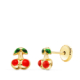 18K PENDIENTES ORO AMARILLO CEREZAS ESMALTE 6X5 MM. CIERRE TUERCA 0