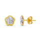 18K PENDIENTES ORO AMARILLO FLOR 6X6 MMPRESION CIERRE PRESION 0
