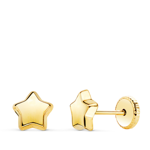 18K PENDIENTES ORO AMARILLO ESTRELLA LISA 6