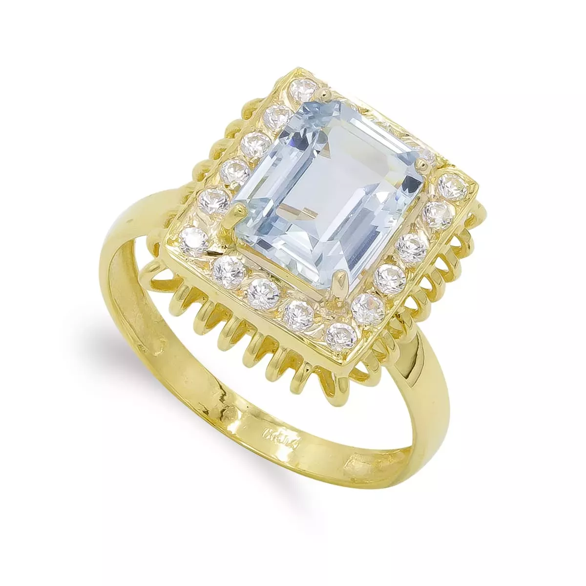 18K SORTIJA ORO AMARILLO PIEDRA 9X7 MM Y CIRCONITAS. MEDIDA: 13 X 11 MM 3