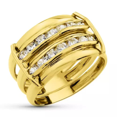 18K SORTIJA ORO AMARILLO BANDAS LISAS CON CIRCONITAS. ANCHO: 13 MM 3