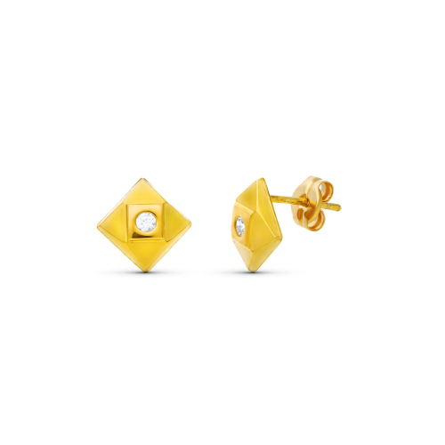 18K PENDIENTES ORO AMARILLO CUADRADOS 6X6 MM CIERRE PRESION 0