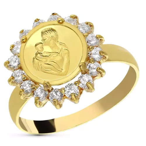 18K SORTIJA ORO AMARILLO MONEDA MADRE CON CIRCONITAS. ANCHO: 15 MM 4