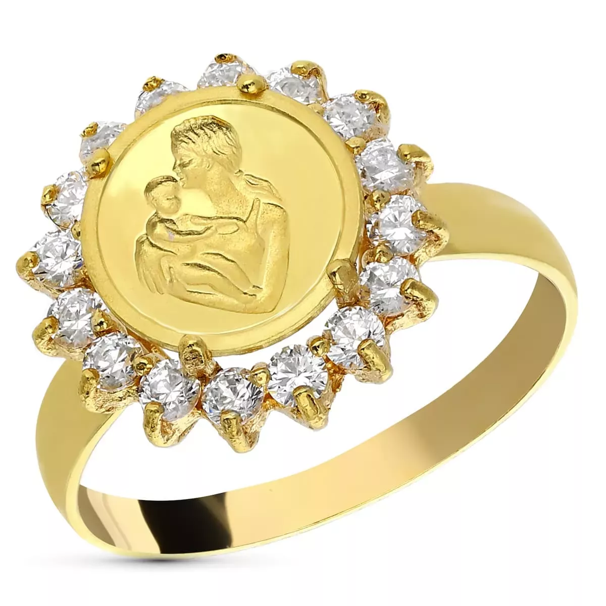 18K SORTIJA ORO AMARILLO MONEDA MADRE CON CIRCONITAS. ANCHO: 15 MM 4