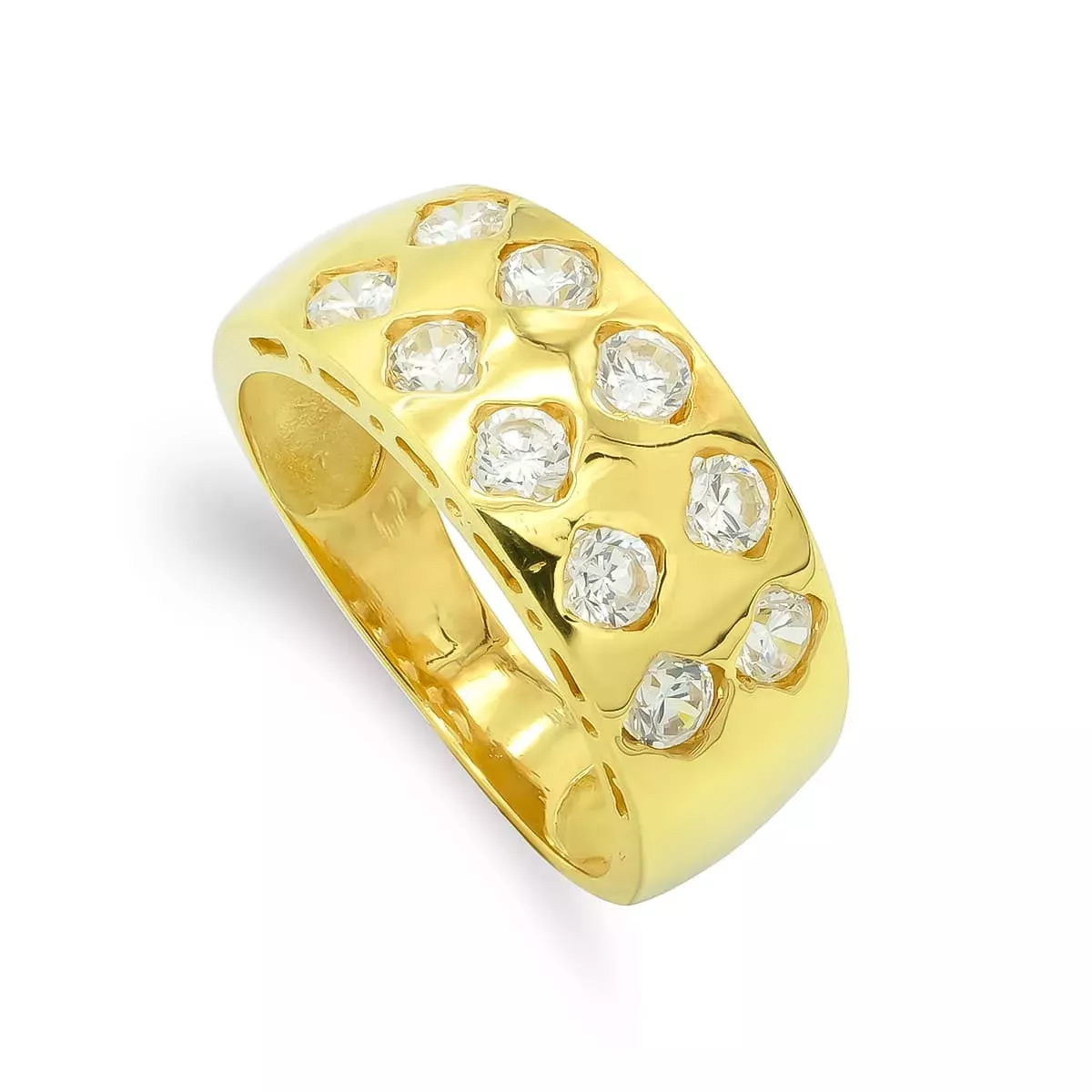 18K SORTIJA ORO AMARILLO MACIZO CON CIRCONITAS. ANCHO 8 MM 4