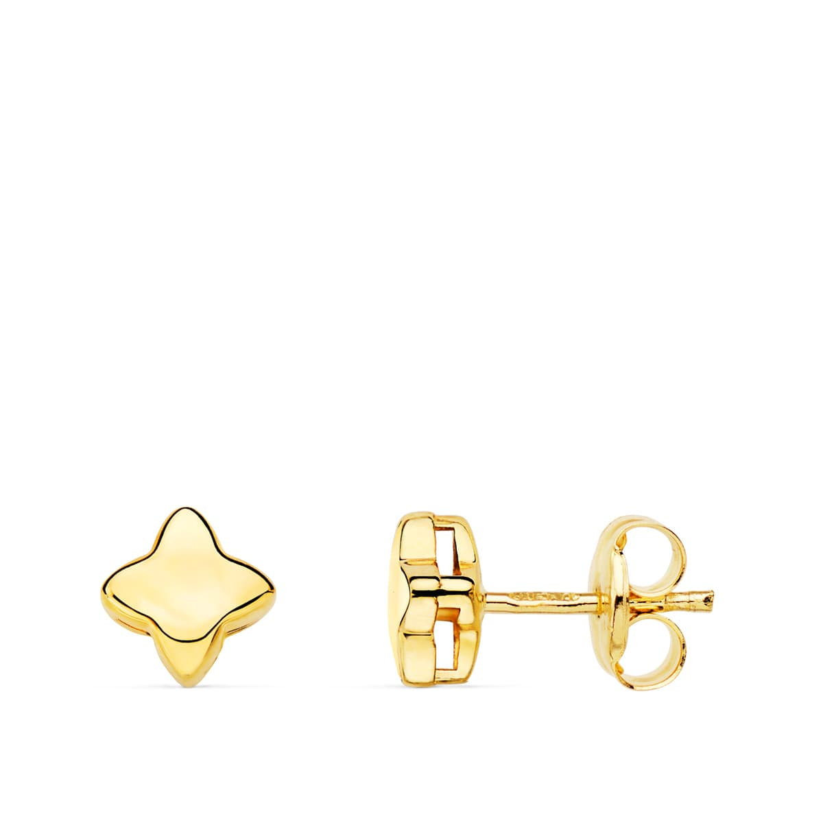 18K PENDIENTES ORO AMARILLO ESTRELLA LISA 6.5X6.5 MM CIERRE PRESION 0