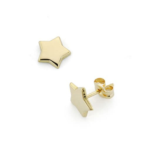 18K PENDIENTES ORO AMARILLO ESTRELLA 8 MM CIERRE PRESION 0