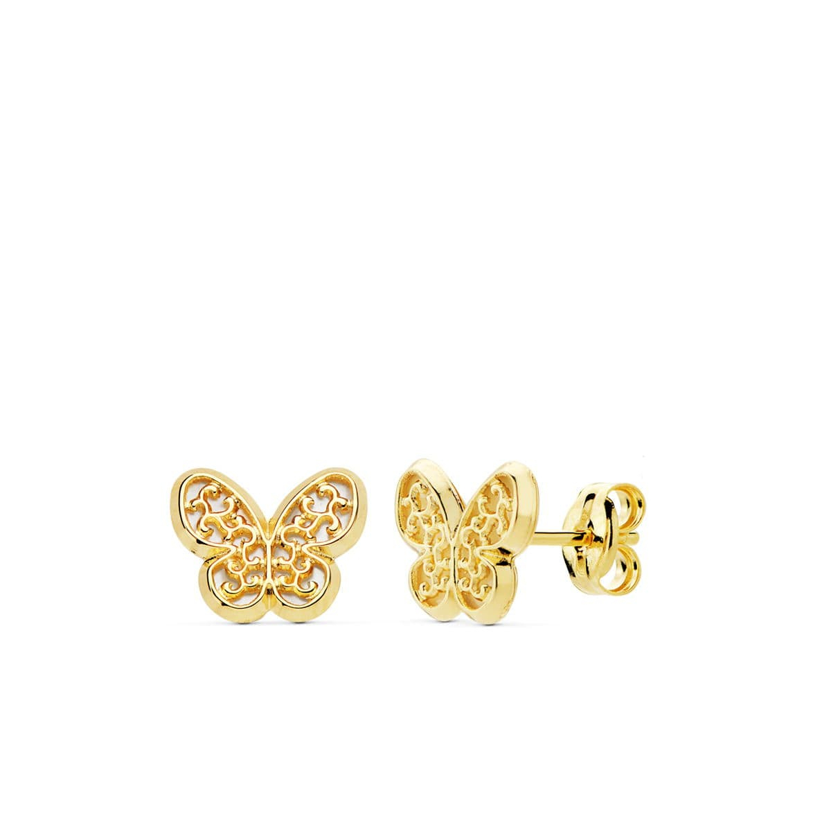 18K PENDIENTES ORO AMARILLO MARIPOSA NACAR 9X8 MM CIERRE PRESION 0