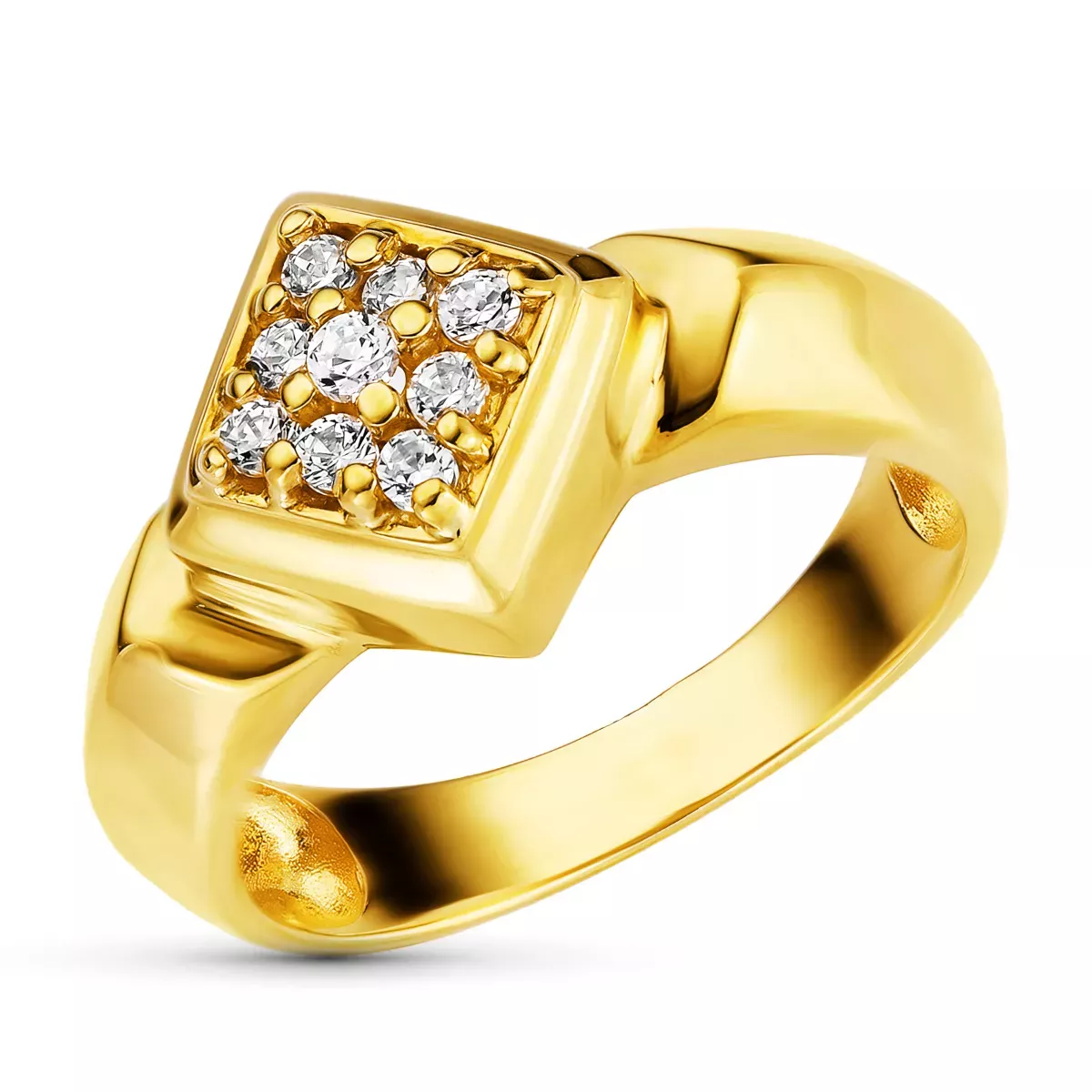 18K SORTIJA ORO AMARILLO MOTIVO ROMBO CON CIRCONITAS. ANCHO: 11 MM 4