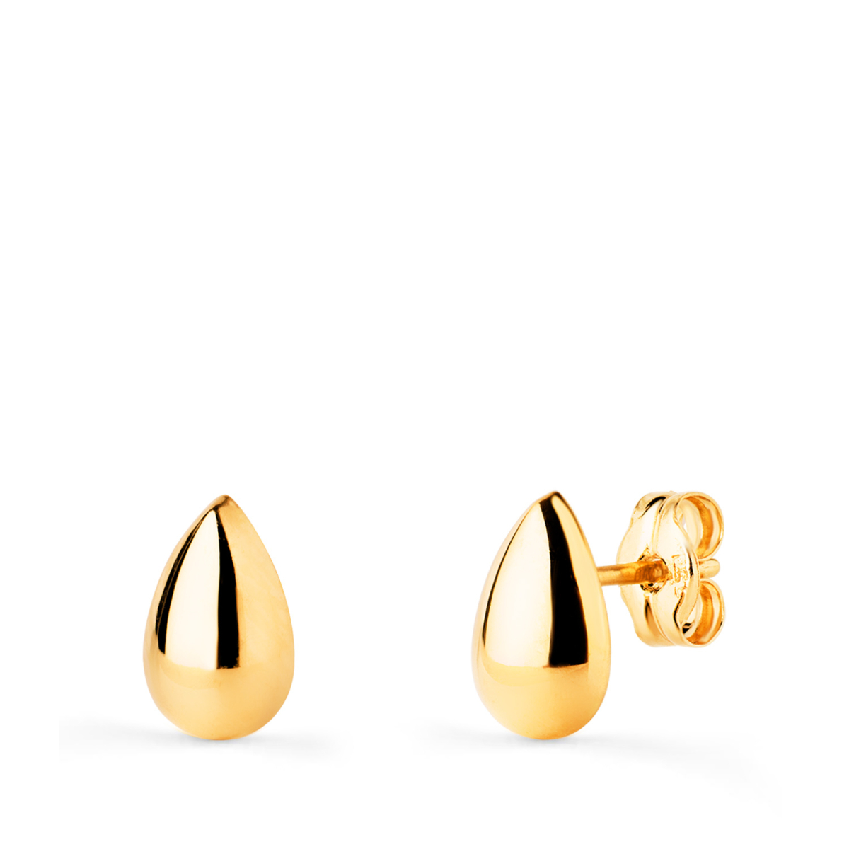18K PENDIENTES ORO AMARILLO GOTA LISA BRILLO HUECA 8 X 5