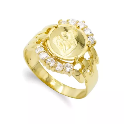 18K SORTIJA ORO AMARILLO MONEDA MADRE CON CIRCONITAS. ANCHO: 16 MM 4