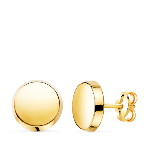 18K PENDIENTES ORO AMARILLO REDONDOS BRILLO 8 MM. CIERRE PRESION 0