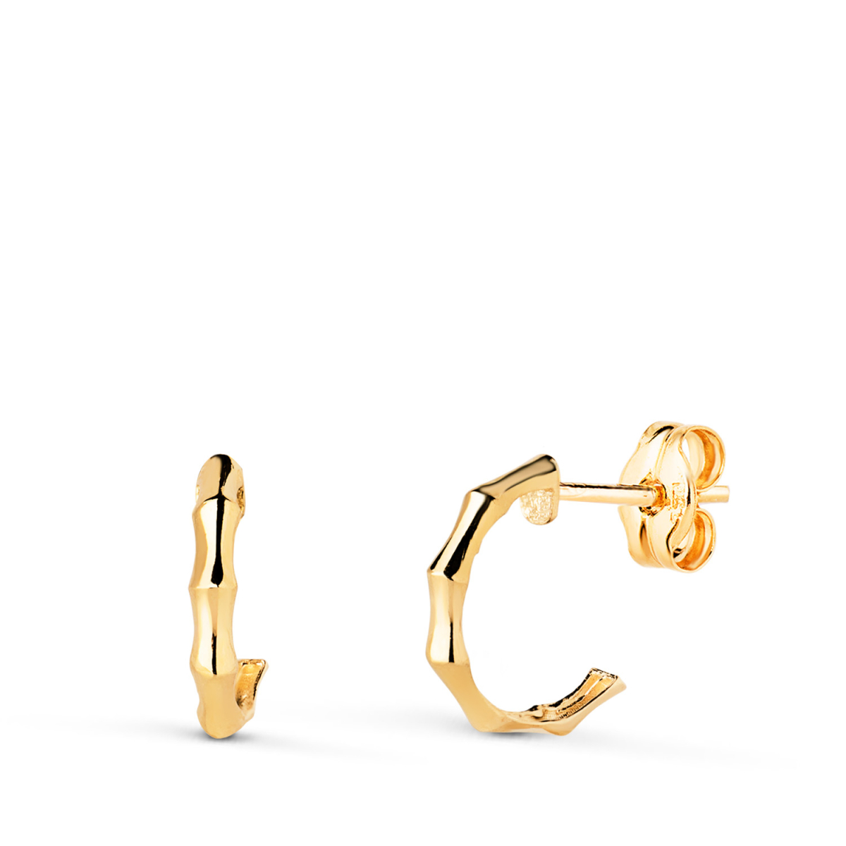 18K PENDIENTES ORO AMARILLO MEDIO ARO BAMBU. MEDIDA: 11X2 MM. CIERRE PRESION 0