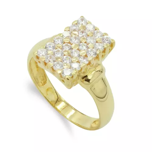 18K SORTIJA ORO AMARILLO MOTIVO RECTANGULAR CON CIRCONITAS. ANCHO: 13 X9 MM 4