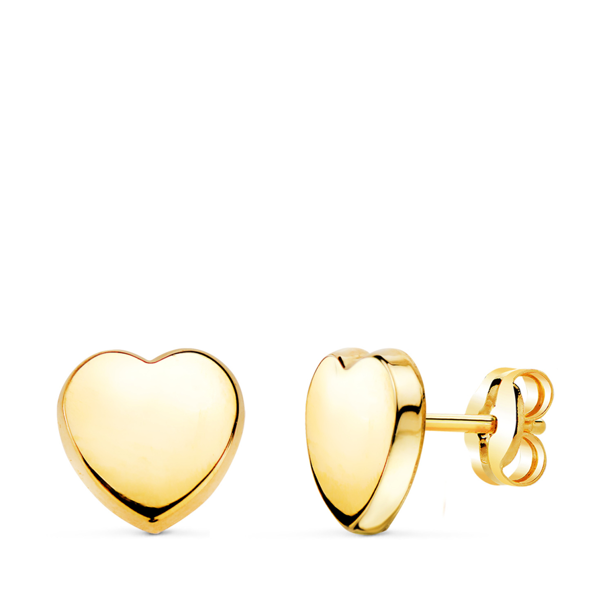18K PENDIENTES ORO AMARILLO CON CORAZON BRILLO 8X8 MM. CIERRE PRESION 0
