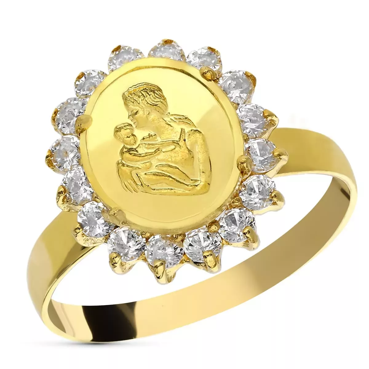 18K SORTIJA ORO AMARILLO MONEDA MADRE CON CIRCONITAS. ANCHO: 15 MM 4