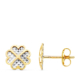 18K PENDIENTES TREBOL ORO BICOLOR 8X8 MM CIERRE PRESION 0