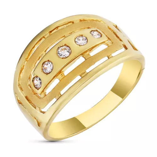 18K SORTIJA ORO AMARILLO CALADA Y MATIZADA CON CIRCONITAS. ANCHO: 12 MM 4