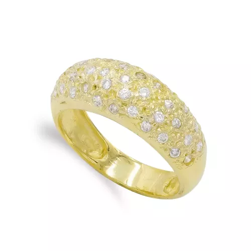 18K SORTIJA ORO AMARILLO MACIZA CON CIRCONITAS. ANCHO: 8