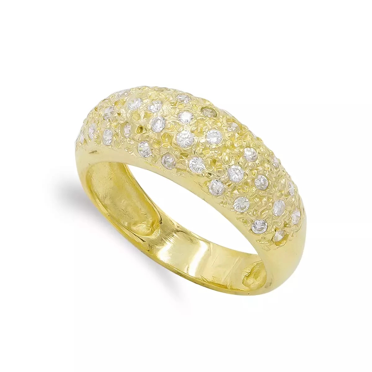 18K SORTIJA ORO AMARILLO MACIZA CON CIRCONITAS. ANCHO: 8