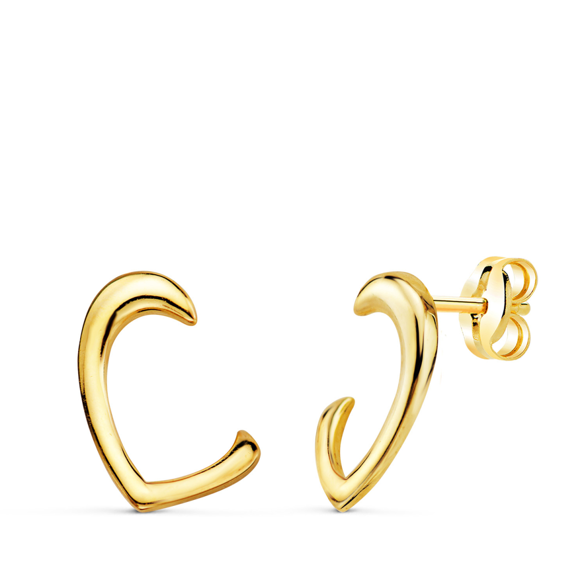 18K PENDIENTES ORO AMARILLO MEDIO CORAZON BRILLO. CIERRE PRESION 12 X 11 MM 0