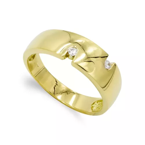 18K SORTIJA ORO AMARILLO MACIZA CON CIRCONITAS. ANCHO: 7 MM 5