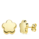 18K PENDIENTES ORO AMARILLO FLOR LISA 10X10 MM CIERRE PRESION 0