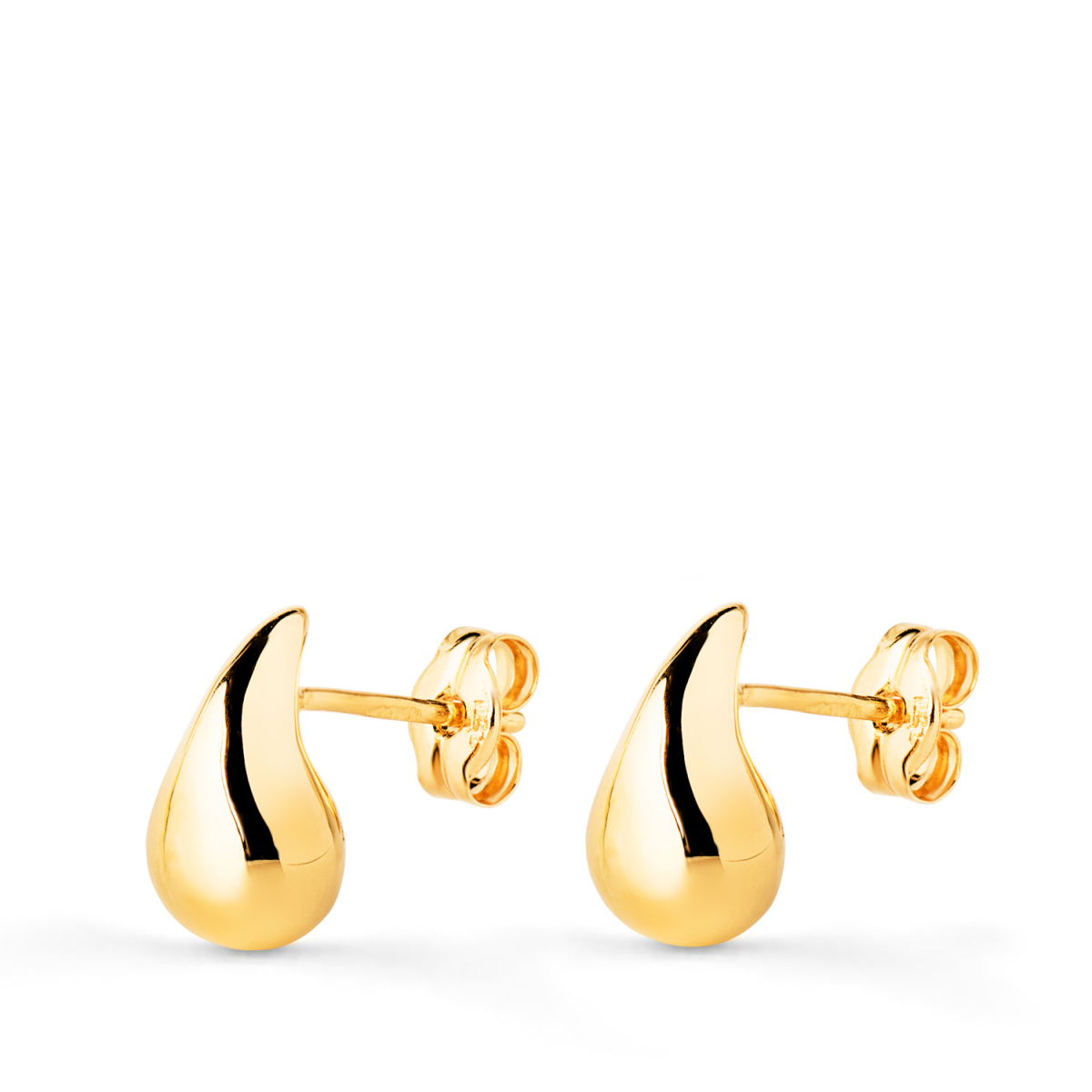 18K PENDIENTES ORO AMARILLO GOTA LISA BRILLO HUECA 10 X 6 MM. CIERRE PRESION 0