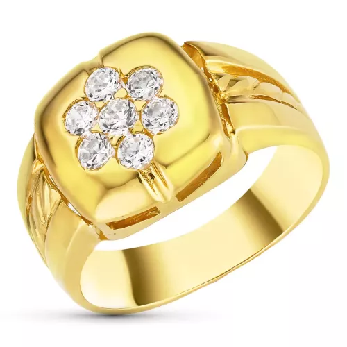 18K SORTIJA ORO AMARILLO MOTIVO CUADRADO CON CIRCONITAS. ANCHO: 12 MM 5