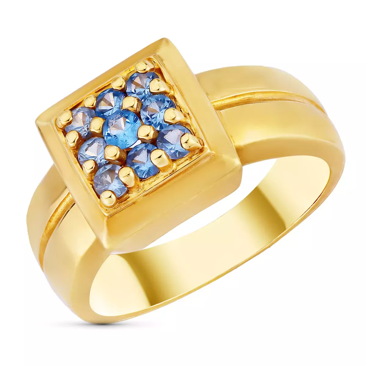 18K SORTIJA ORO AMARILLO MOTIVO CUADRADO CON CIRCONITAS. ANCHO: 10