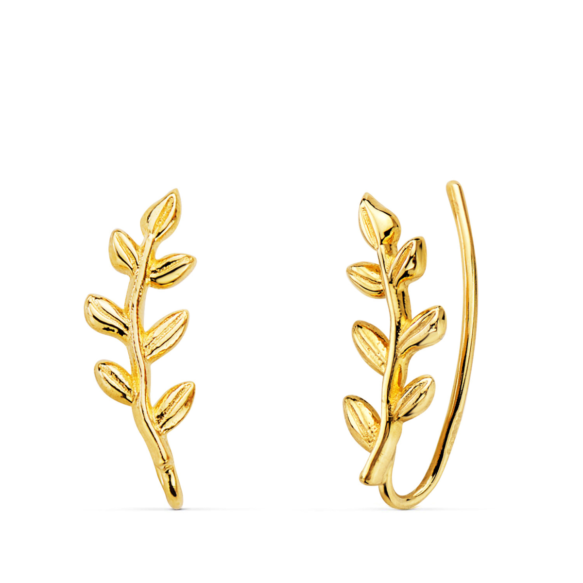 18K PENDIENTES ORO AMARILLO TREPADORES RAMA. 14 X 4 MM 1