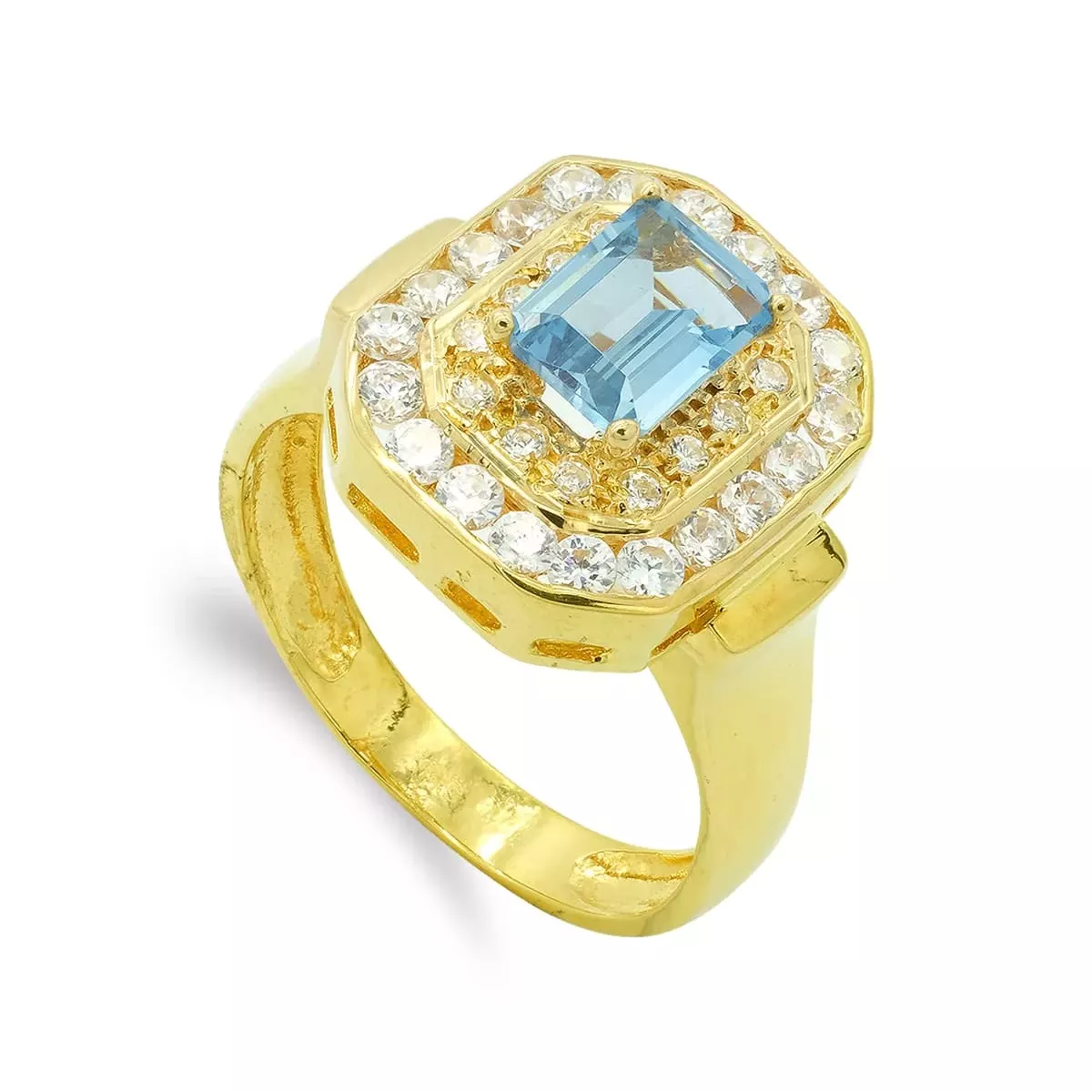 18K SORTIJA ORO AMARILLO PIEDRA RECTANGULAR CON CIRCONITAS. ANCHO: 15 MM 5