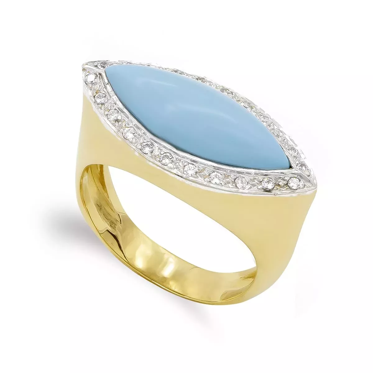 18K SORTIJA ORO AMARILLO TURQUESA 18X7 MM CON CIRCONITAS 6