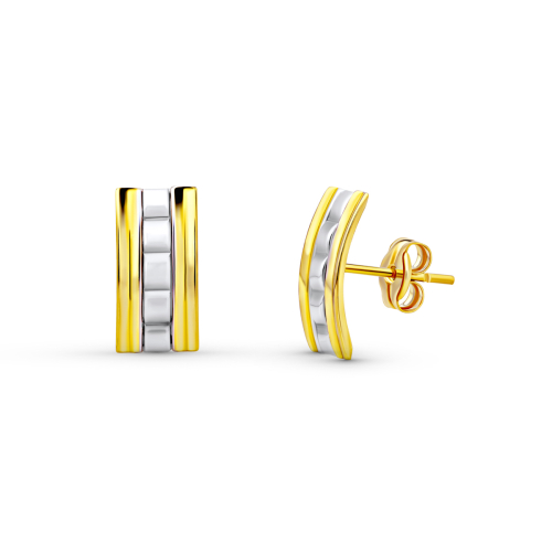 18K PENDIENTES ORO BICOLOR PRESION 1