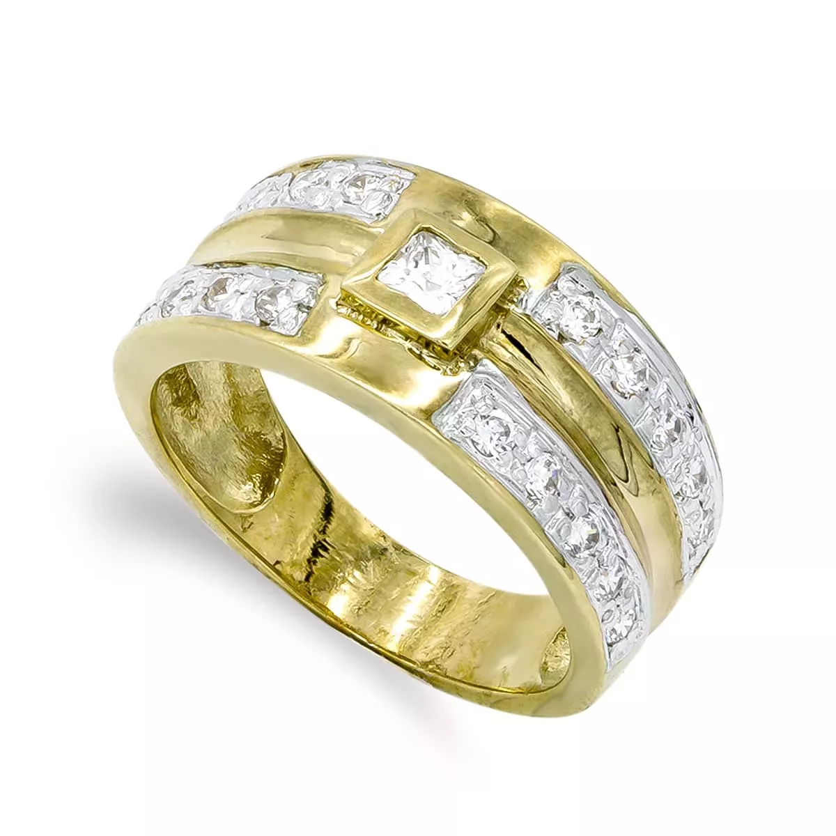 18K SORTIJA ORO AMARILLO MACIZO CON CIRCONITAS. ANCHO: 9