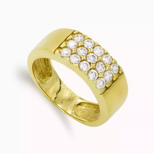 18K SORTIJA ORO AMARILLO MACIZA CON CIRCONITAS. ANCHO: 7