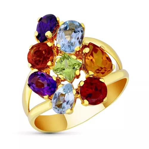 18K SORTIJA ORO AMARILLO CON CIRCONITAS DE COLORES. ANCHO: 20 MM 6