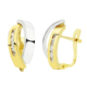 18K PENDIENTES ORO BICOLOR BANDAS 16X8 MM CIERRE CATALAN 1