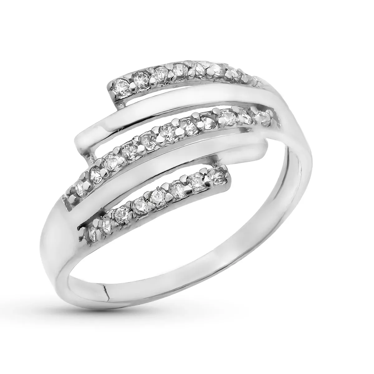 18K SORTIJA ORO BLANCO BANDAS CON CIRCONITAS. ANCHO: 11 MM 1