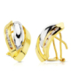 18K PENDIENTES ORO BICOLOR BANDAS 17X11 MM CIERRE OMEGA 2