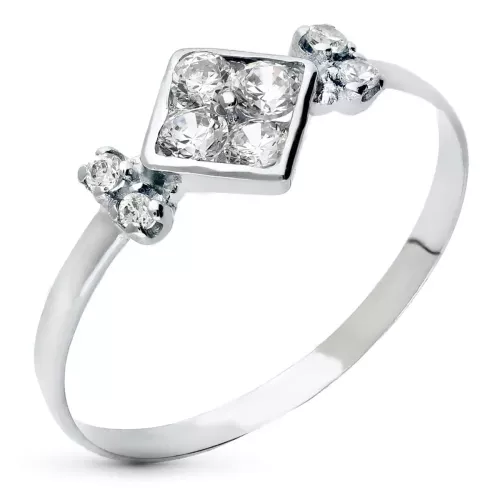 18K SORTIJA ORO BLANCO MOTIVO ROMBO CON CIRCONITAS. ANCHO 7 MM 1