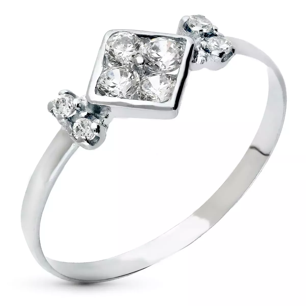 18K SORTIJA ORO BLANCO MOTIVO ROMBO CON CIRCONITAS. ANCHO 7 MM 1